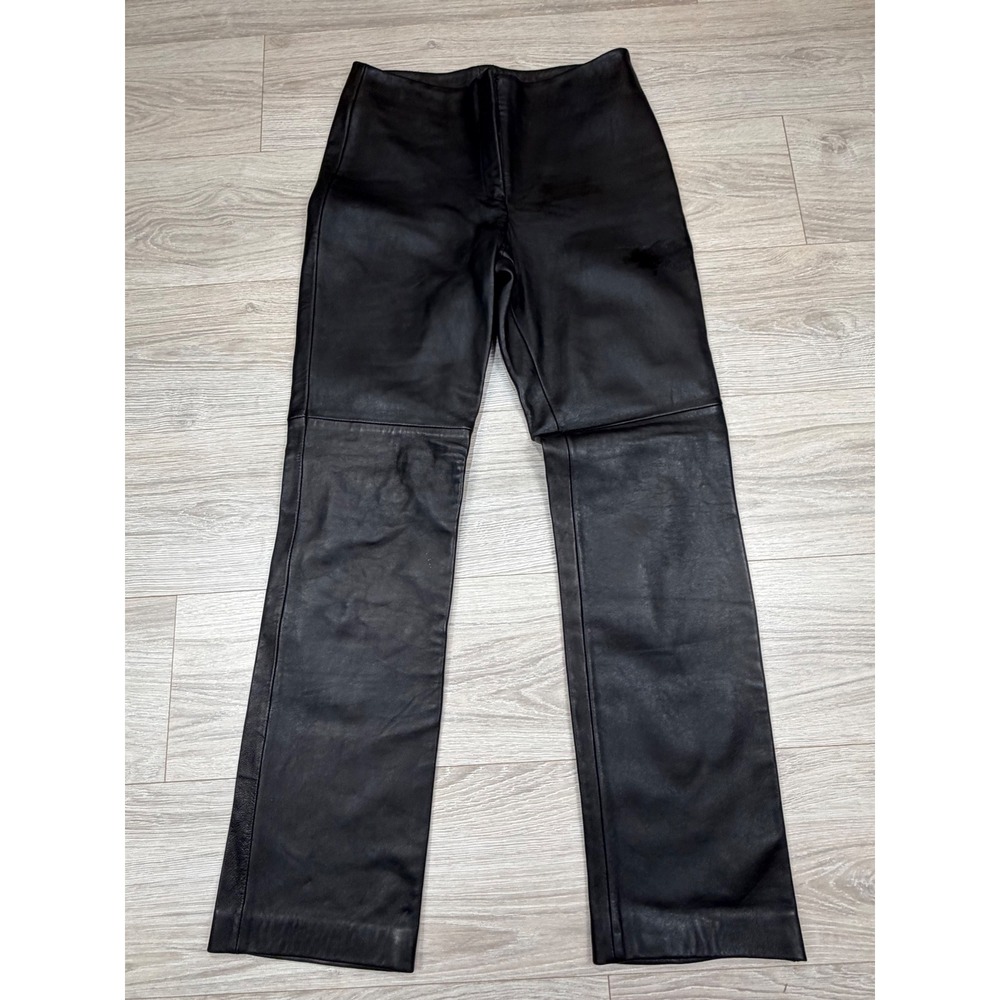 Brandon Thomas Black Leather Pants Womens‎ Size 8 High Waisted Straight Leg 90s